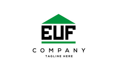 EUF three letter house for real estate logo design