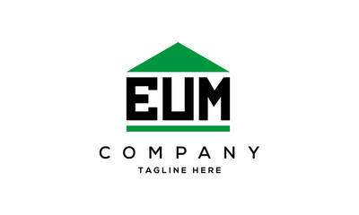 EUM three letter house for real estate logo design