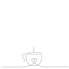 Cup of love heart drawing vector illustration
