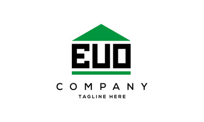 EUO three letter house for real estate logo design