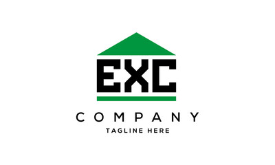 EXC three letter house for real estate logo design