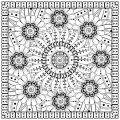 Mehndi flower for henna, mehndi, tattoo, decoration. decorative ornament in ethnic oriental style. doodle ornament. coloring book page.