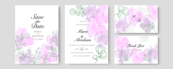Fototapeta na wymiar Watercolor floral wedding invitation