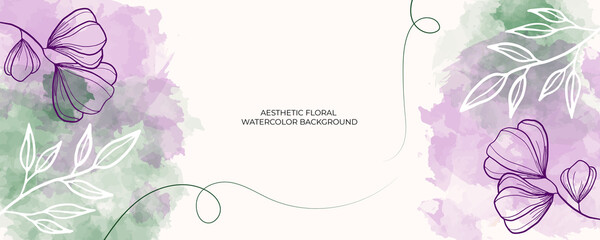 Floral banner arranged from leaves and flowers