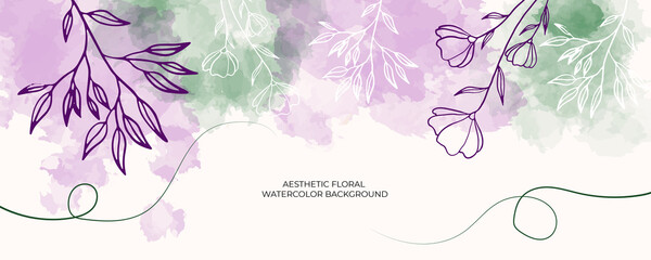 Floral banner arranged from leaves and flowers