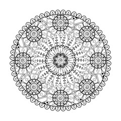 Mehndi flower for henna, mehndi, tattoo, decoration. decorative ornament in ethnic oriental style. doodle ornament. coloring book page.
