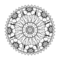 Mehndi flower for henna, mehndi, tattoo, decoration. decorative ornament in ethnic oriental style. doodle ornament. coloring book page.