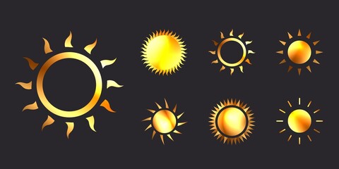 Solar golden shapes over dark background, illustration