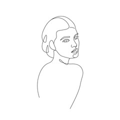Abstract Line Art Woman Face. Woman Head One Line Drawing. Female Face Minimalist Simple Illustration for Print, Poster, Banner, Wall Decor, Social Media. Vector EPS 10
