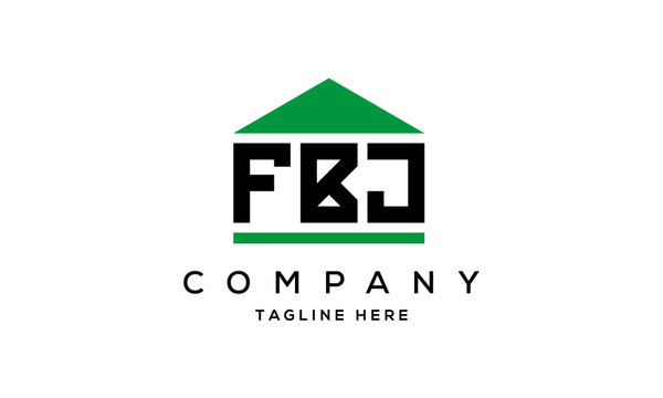 FBJ three letter house for real estate logo design