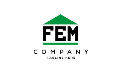 FEM three letter house for real estate logo design