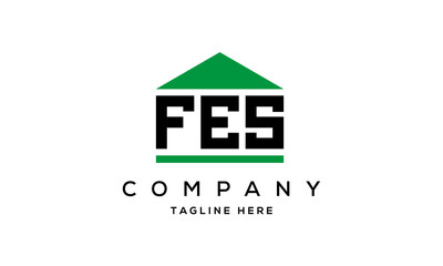 FES three letter house for real estate logo design
