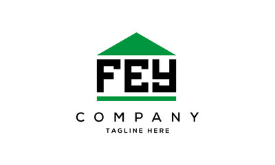 FEY three letter house for real estate logo design