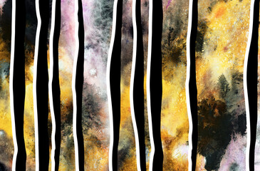 Abstract stripy multicolor artistic background with creative stripes, lines and shabby brush strokes effect.