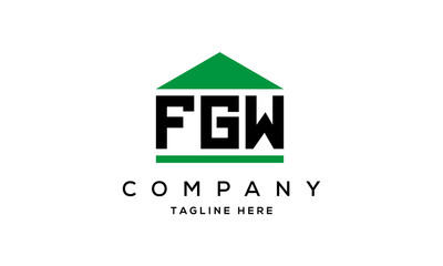 FGW three letter house for real estate logo design