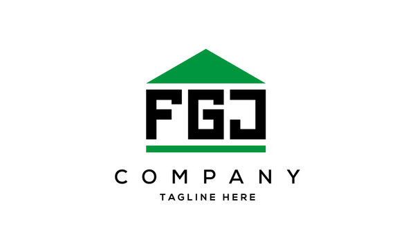 FGJ three letter house for real estate logo design