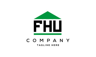 FHU three letter house for real estate logo design