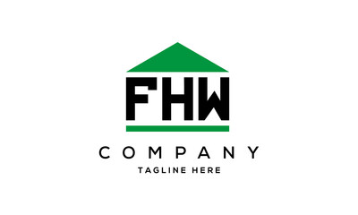 FHW three letter house for real estate logo design