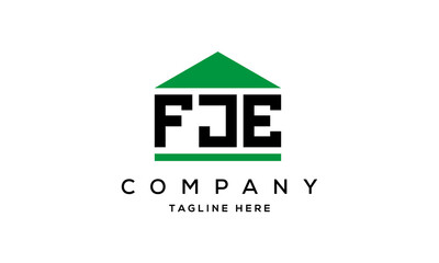 FJE three letter house for real estate logo design