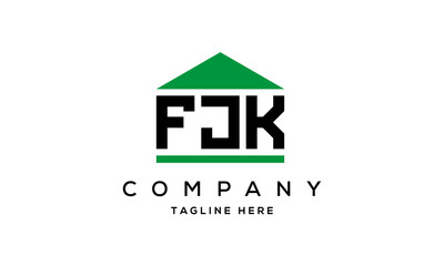 FJK three letter house for real estate logo design