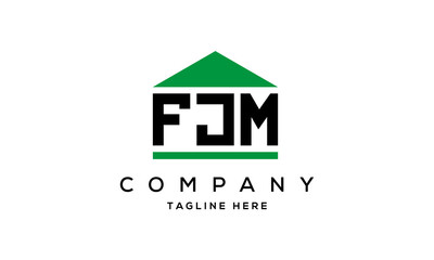 FJM three letter house for real estate logo design