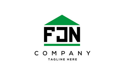 FJN three letter house for real estate logo design