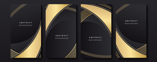 Modern luxury black gold abstract background for story social media template and poster banner - obrazy, fototapety, plakaty