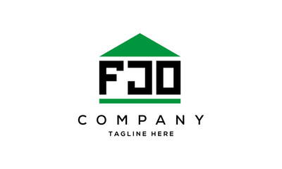 FJO three letter house for real estate logo design
