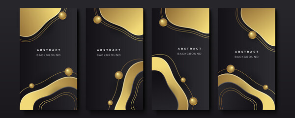 Modern luxury black gold abstract background for story social media template and poster banner - obrazy, fototapety, plakaty