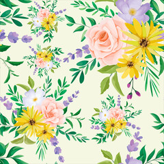 Fototapeta na wymiar beautiful wild flower seamless pattern design