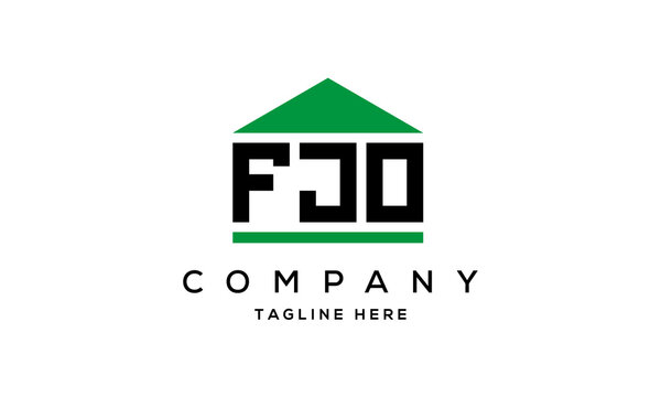 FJO three letter house for real estate logo design