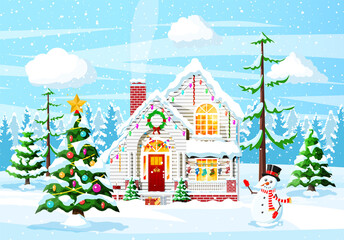 Christmas new year winter landscape