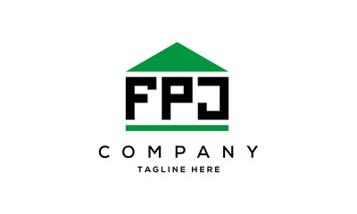 FPJ creative three letter house for real estate logo design