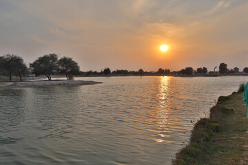 sunset over the lake