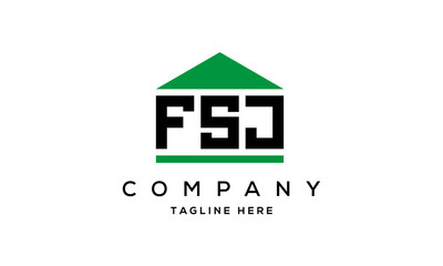 FSJ three letter house for real estate logo design