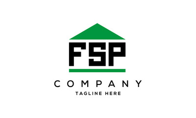 FSP three letter house for real estate logo design