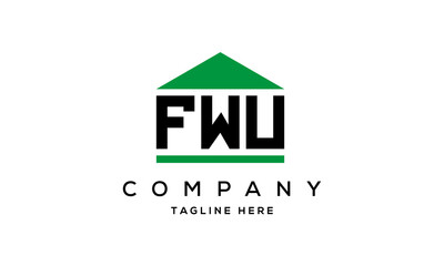 FWU three letter house for real estate logo design