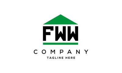 FWW three letter house for real estate logo design