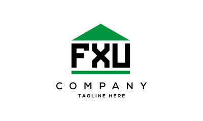 FXU three letter house for real estate logo design