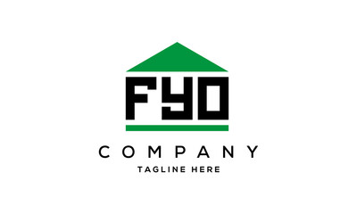 FYO three letter house for real estate logo design