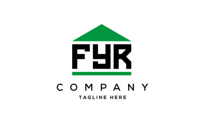 FYR three letter house for real estate logo design
