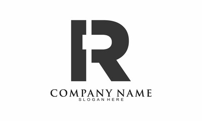 Fototapeta premium Black R alphabet simple vector logo