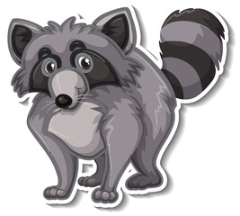 A sticker template of raccoon cartoon character