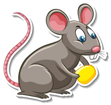 A sticker template of rat cartoon character