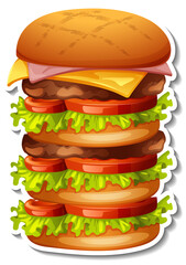 A big pile of hamburger sticker on white background