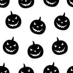 Seamless pattern Halloween spooky pumpkin silhouettes vector illustration