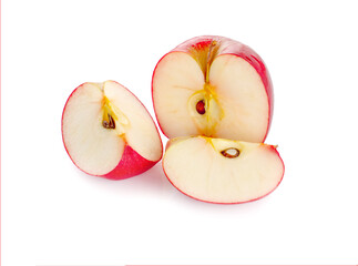 Red apple with half isolated on white background