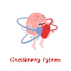 Vascular system. Cartoon character in a trendy style.
