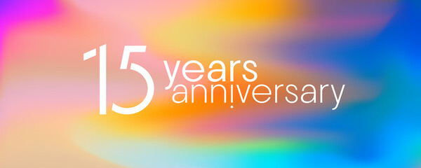 Naklejka na ściany i meble 15 years anniversary vector icon, logo. Graphic design element with neon colors for 15th anniversary
