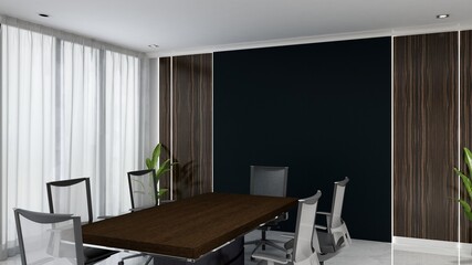 a black blank wall in the modern office meeting room for company logo mockup
